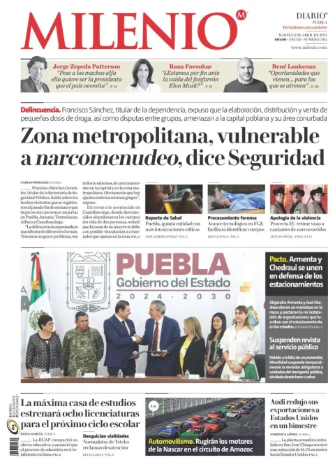 Portada de Milenio Puebla del martes, 8 de abril de 2025