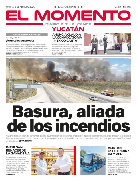 Portada de El Momento Yucatan del martes, 8 de abril de 2025