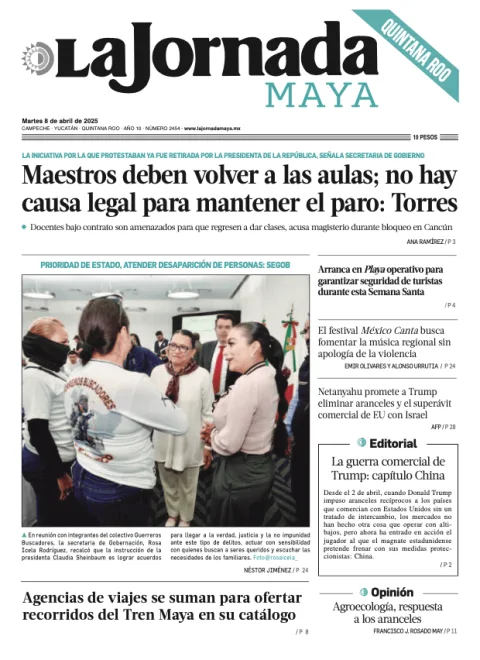 Portada de La Jornada Maya Quintana Roo del martes, 8 de abril de 2025