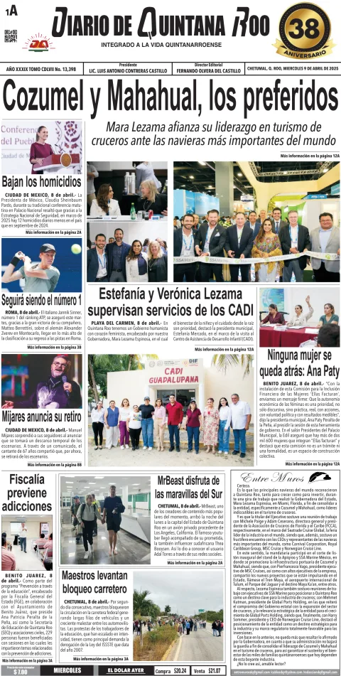 Portada de Diario de Quintana Roo (portada)
