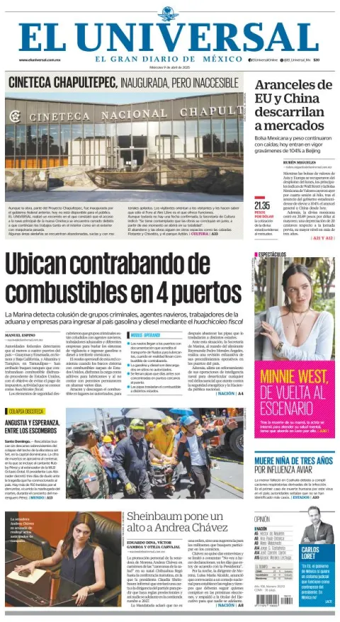 Portada de El Universal