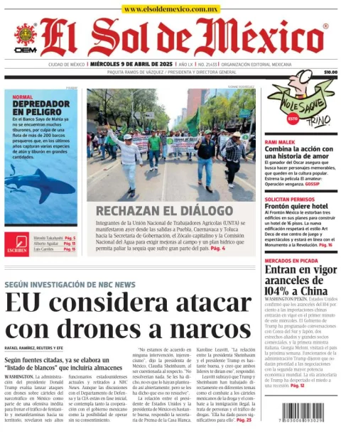 Portada de El Sol de Mexico
