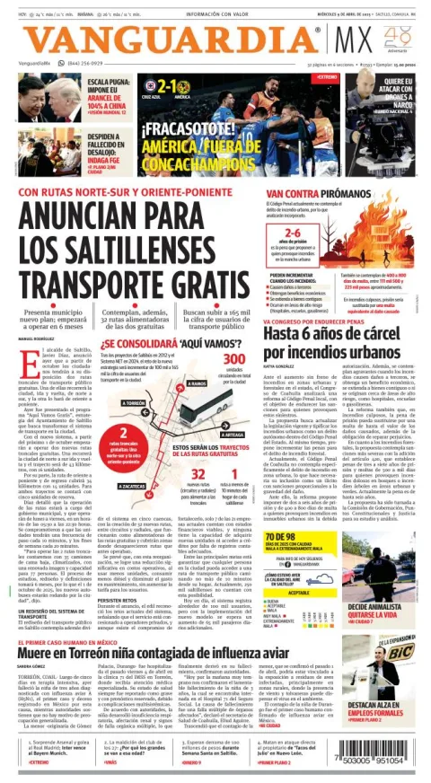 Portada de Vanguardia del miércoles, 9 de abril de 2025