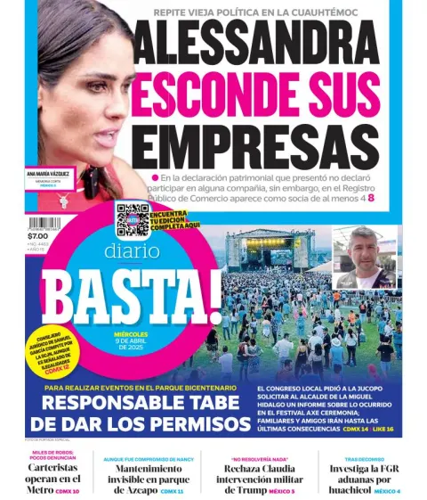 Portada de Basta del miércoles, 9 de abril de 2025
