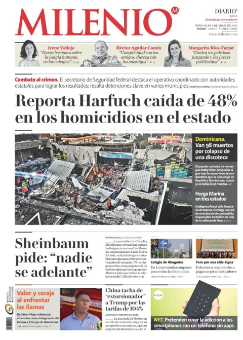 Portada de Milenio Leon del miércoles, 9 de abril de 2025
