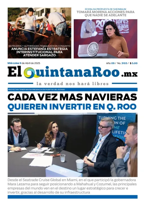 Portada de El Quintana Roo (portada) del miércoles, 9 de abril de 2025