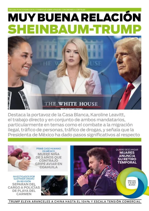 Portada de El Quintana Roo (contraportada) del miércoles, 9 de abril de 2025