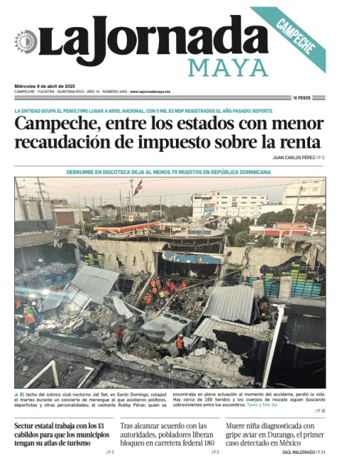 Portada de La Jornada Maya Campeche del miércoles, 9 de abril de 2025