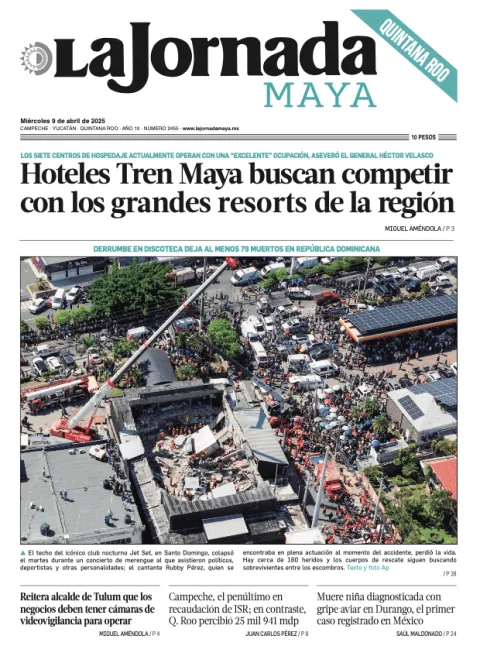 Portada de La Jornada Maya Quintana Roo del miércoles, 9 de abril de 2025