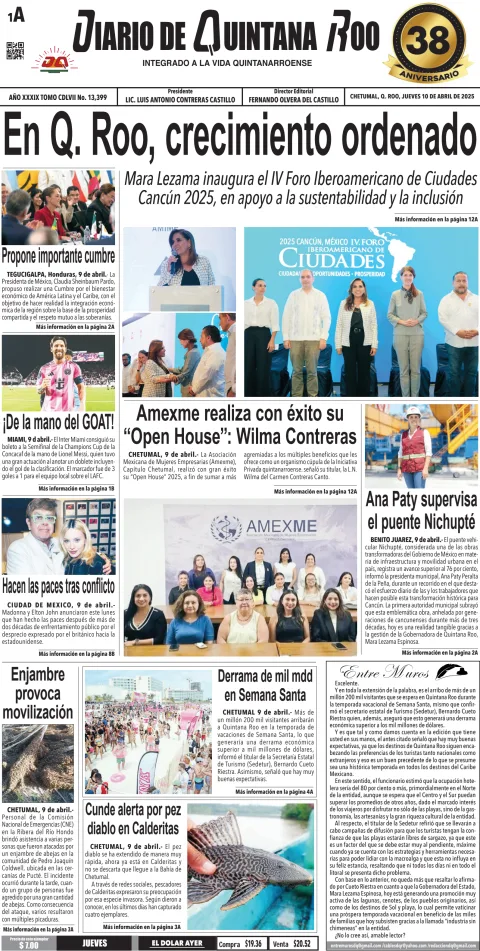 Portada de Diario de Quintana Roo (portada)