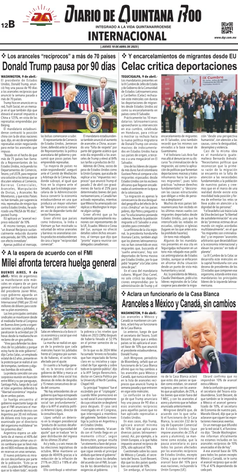 Portada de Diario de Quintana Roo (contra Portada)
