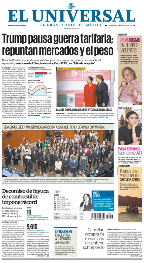 Portada de El Universal