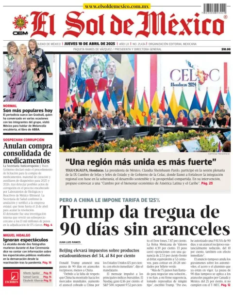 Portada de El Sol de Mexico