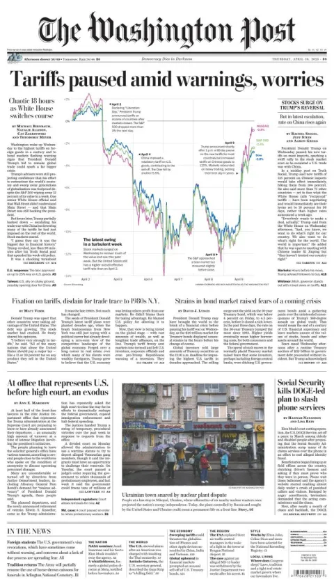 Portada de The Washington Post del jueves, 10 de abril de 2025
