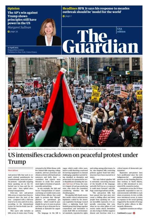 Portada de The Guardian (usa)