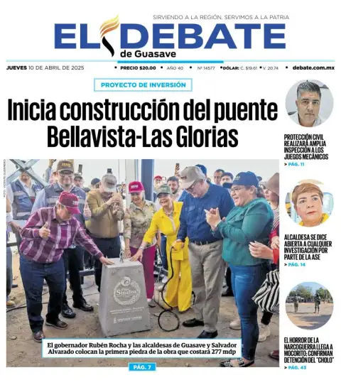 Portada de El Debate de Guasave del jueves, 10 de abril de 2025