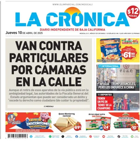 Portada de La Cronica del jueves, 10 de abril de 2025