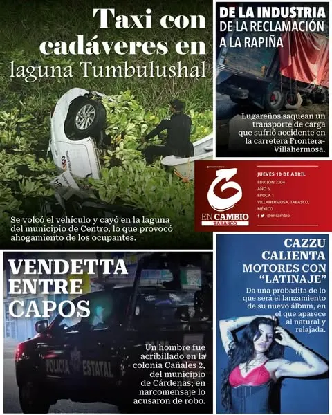 Portada de En Cambio - Tabasco (contraportada) del jueves, 10 de abril de 2025