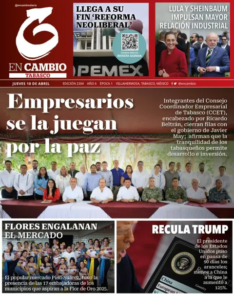 Portada de En Cambio - Tabasco (portada) del jueves, 10 de abril de 2025