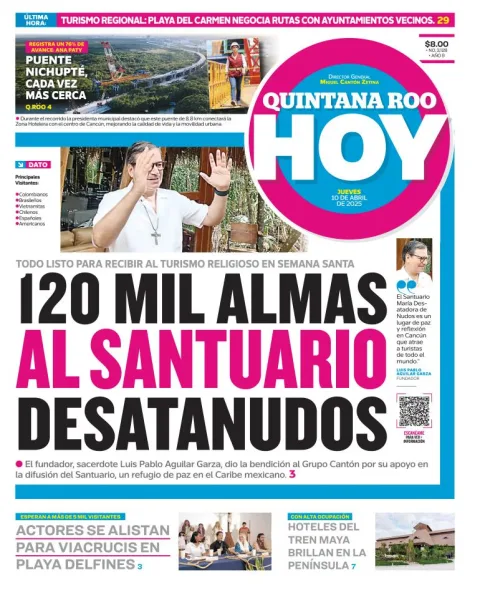Portada de Quintana Roo Hoy del jueves, 10 de abril de 2025