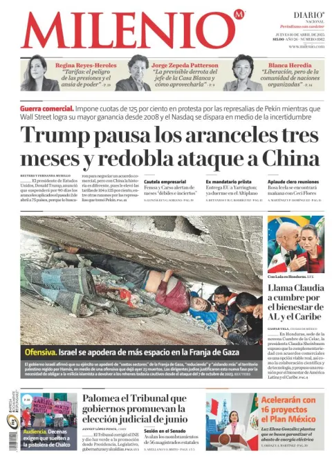 Portada de Milenio del jueves, 10 de abril de 2025