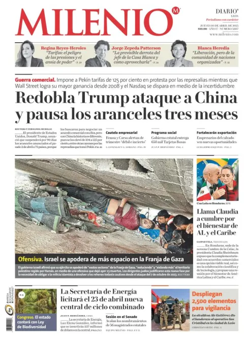 Portada de Milenio Leon del jueves, 10 de abril de 2025