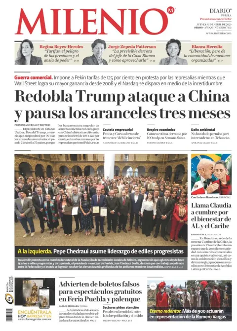 Portada de Milenio Puebla del jueves, 10 de abril de 2025