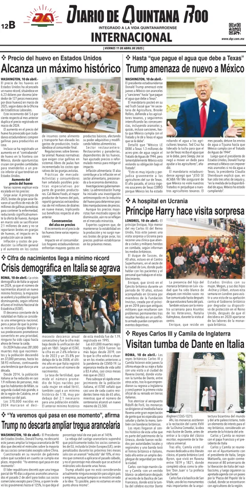 Portada de Diario de Quintana Roo (contra Portada)