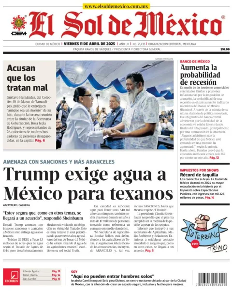 Portada de El Sol de Mexico