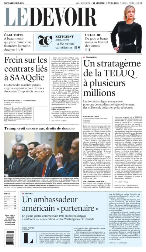 Portada de Le Devoir
