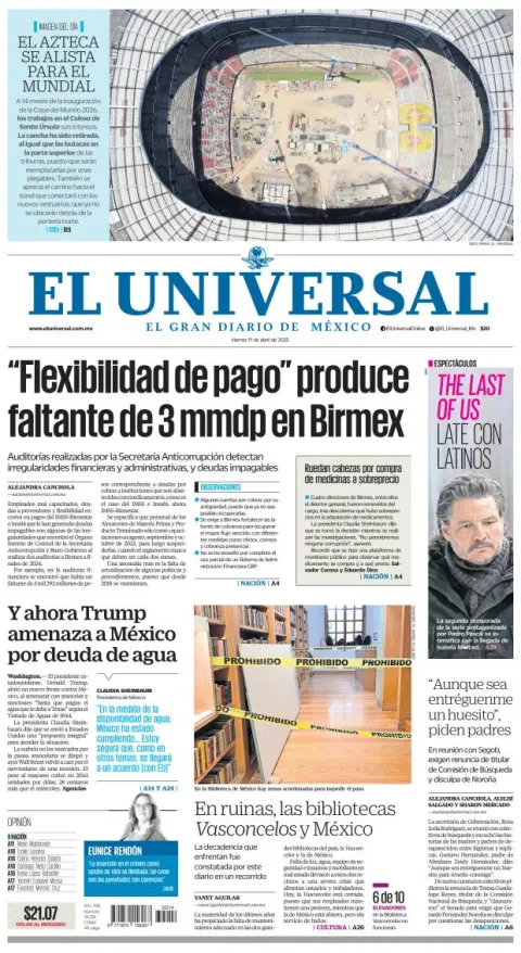 Portada de El Universal