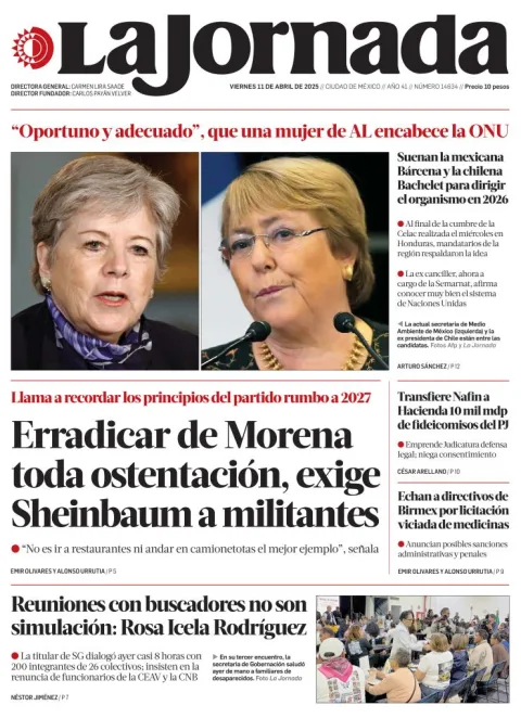 Portada de La Jornada del viernes, 11 de abril de 2025