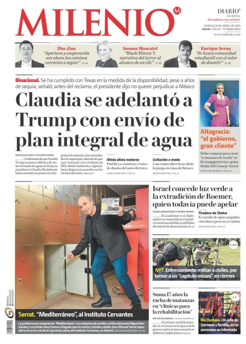 Portada de Milenio del viernes, 11 de abril de 2025