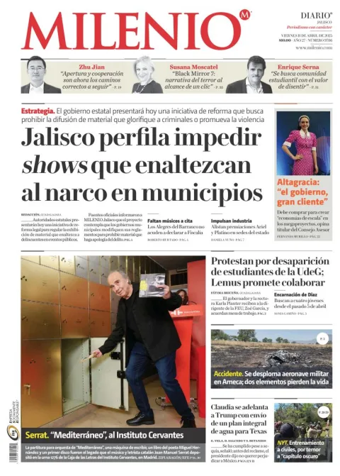 Portada de Milenio Jalisco del viernes, 11 de abril de 2025