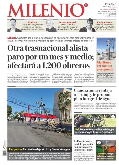 Portada de Milenio Laguna del viernes, 11 de abril de 2025