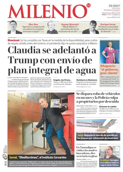 Portada de Milenio Tamaulipas del viernes, 11 de abril de 2025