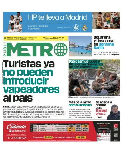 Portada de Publimetro Guadalajara del viernes, 11 de abril de 2025