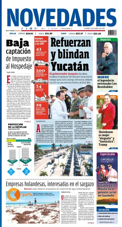 Portada de Novedades Quintana Roo del viernes, 11 de abril de 2025