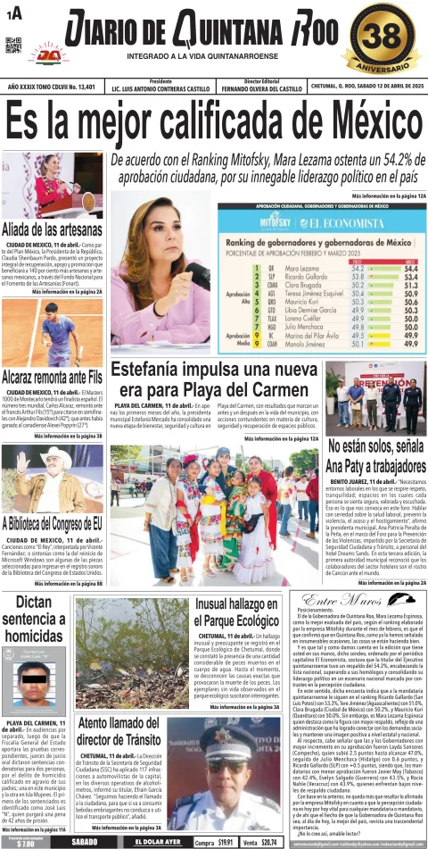 Portada de Diario de Quintana Roo (portada)