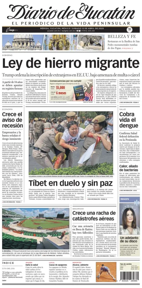 Portada de Diario de Yucatán