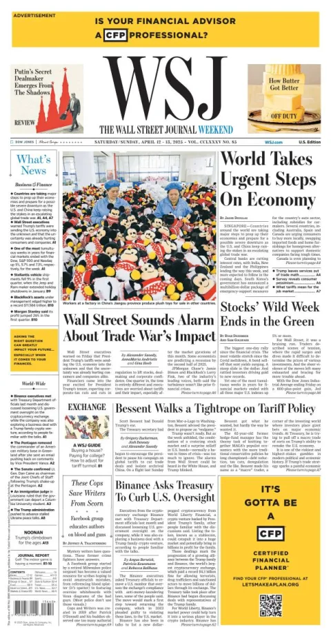 Portada de The Wall Street Journal