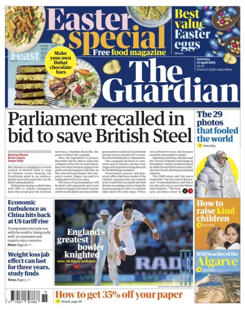 Portada de The Guardian (reino Unido)