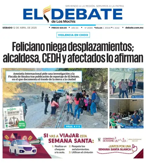 Portada de El Debate de los Mochis del sábado, 12 de abril de 2025