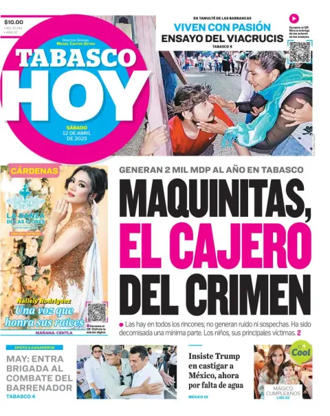 Portada de Tabasco Hoy del sábado, 12 de abril de 2025