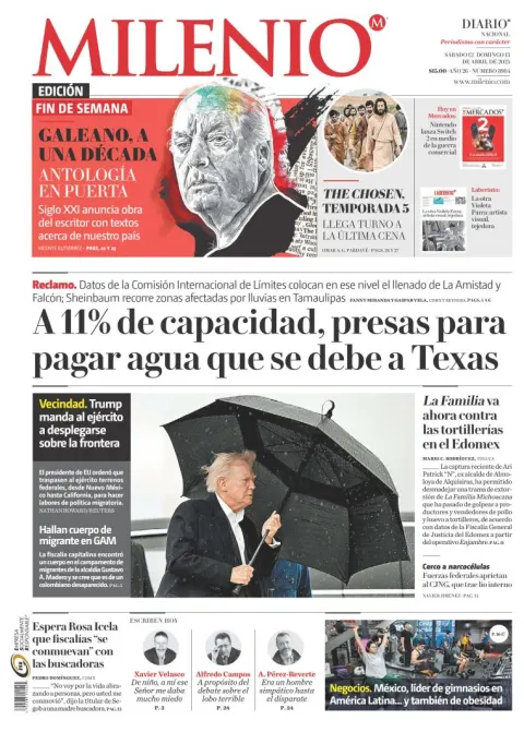 Portada de Milenio del sábado, 12 de abril de 2025