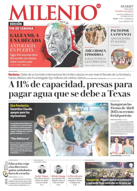 Portada de Milenio Tamaulipas del sábado, 12 de abril de 2025
