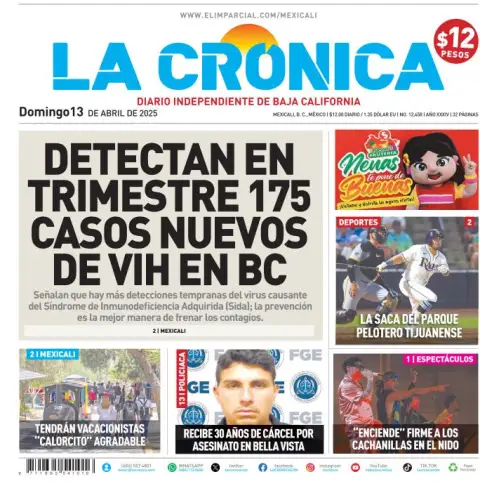 Portada de La Cronica del domingo, 13 de abril de 2025