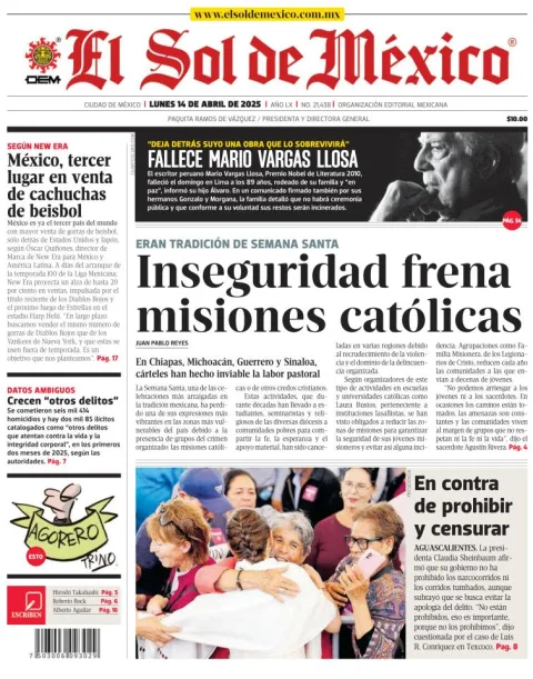 Portada de El Sol de Mexico