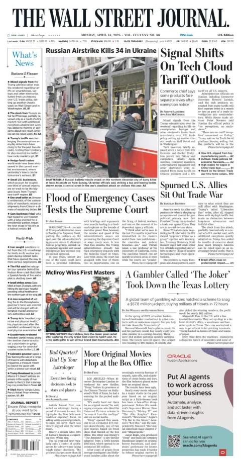 Portada de The Wall Street Journal