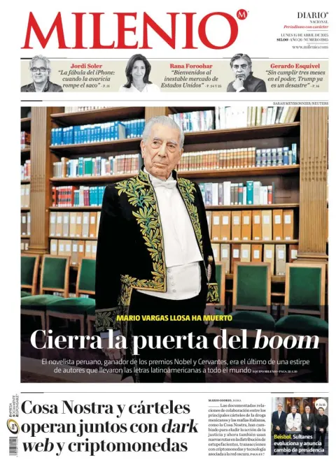 Portada de Milenio del lunes, 14 de abril de 2025